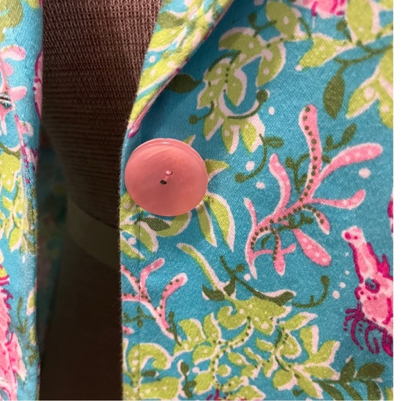 Vintage Bamboo Traders Womens Blazer Jacket Turquoise Pink Tropical Size Small/M - Picture 5 of 7